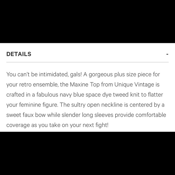 Unique Vintage Navy Blue Tweed Maxine Top - Picture 7 of 8